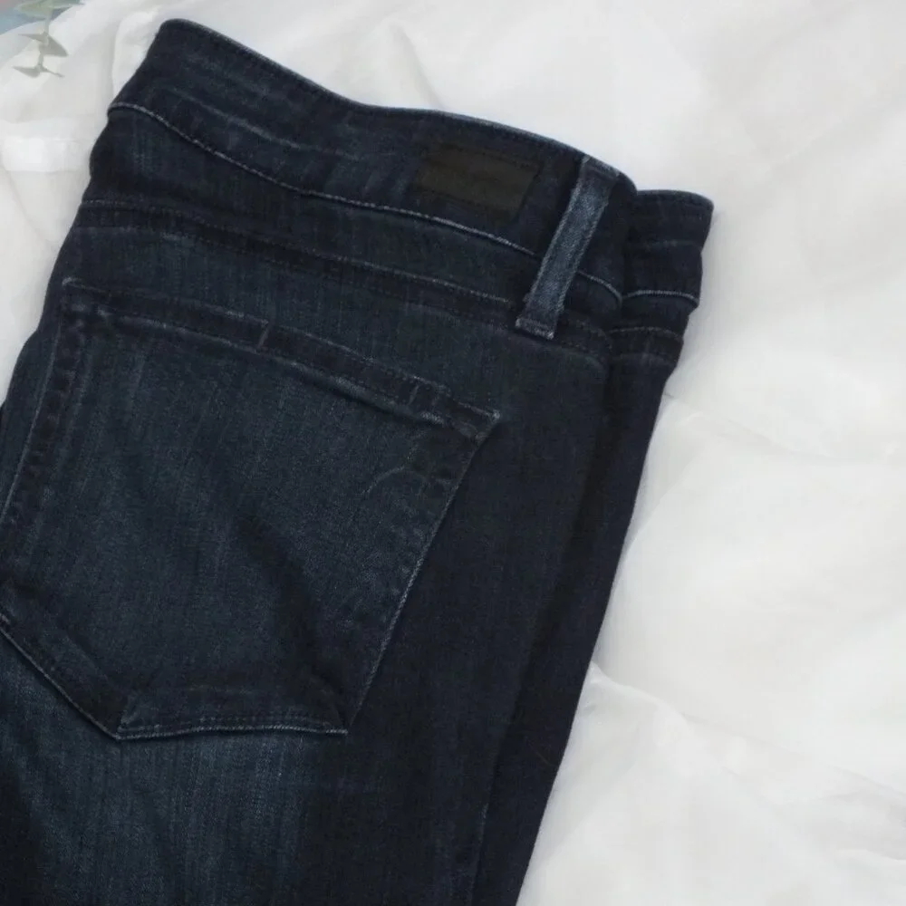 Paige Denim Skyline Straight Distressed Dark Wash Designer Jeans Women’s Size 30 - Picture 2 of 12